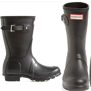 Hunter Original Short Waterproof Rain Boot size US 8 Matte Black